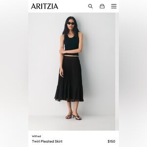 Aritzia Wilfred Pleated Twirl Skirt, Black, XS